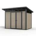 Abri de jardin 300 x 240 x 230 cm en composite beige et anthracite avec double porte
