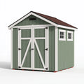 Abri de jardin 244 x 183 x 213 cm en bois vert blanc et marron avec portes doubles