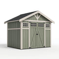 Abri de jardin 300 x 240 x 250 cm en bois vert sauge avec portes doubles style chalet