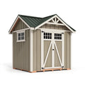 Abri de jardin 300 x 240 x 250 cm en bois taupe et blanc - toit métallique double porte style chalet