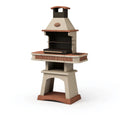 Barbecue de jardin 120 x 70 x 220 cm en béton réfractaire beige et terre cuite avec cheminée