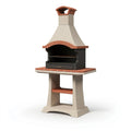 Barbecue de jardin 120 x 70 x 230 cm en béton beige et briques terre cuite avec cheminée
