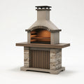 Barbecue de jardin 160 x 80 x 250 cm en pierre beige avec grille style rustique
