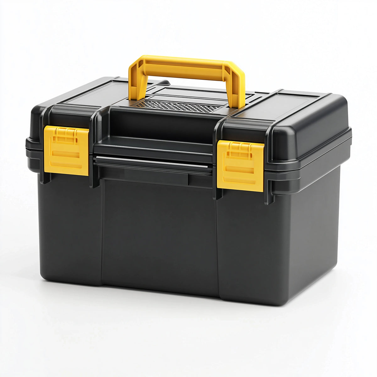 Boîte à outils 50 x 30 x 30 cm en plastique noir/jaune avec poignée et fermetures