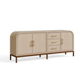 Buffet 180 x 45 x 100 cm en bois beige avec 3 tiroirs et 3 portes style contemporain