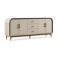 Buffet 180 x 45 x 90 cm en panneaux aspect bois beige et brun avec rangement style art déco