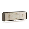 Buffet 200 x 45 x 90 cm en bois beige et brun avec 4 portes 3 tiroirs style Art déco