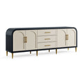 Buffet 200 x 45 x 85 cm en bois noir ivoire et doré avec rangements style art déco