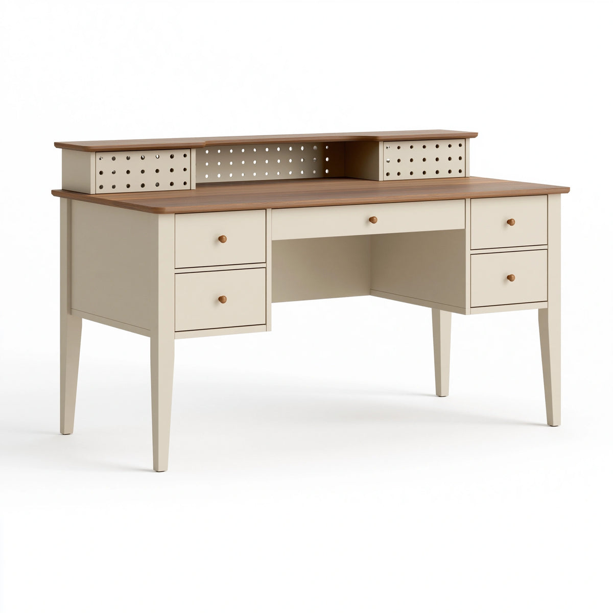 Bureau avec rangements 140 x 60 x 110 cm bois beige et brun style rétro