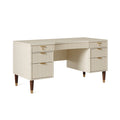 Bureau 160 x 60 x 76 cm en bois beige pour chambre style Art déco à 7 tiroirs