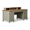 Bureau avec rangement 150 x 60 x 105 cm en bois vert sauge et naturel style campagne