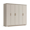 Armoire 5 portes 240 x 60 x 200 cm en bois composite beige style classique