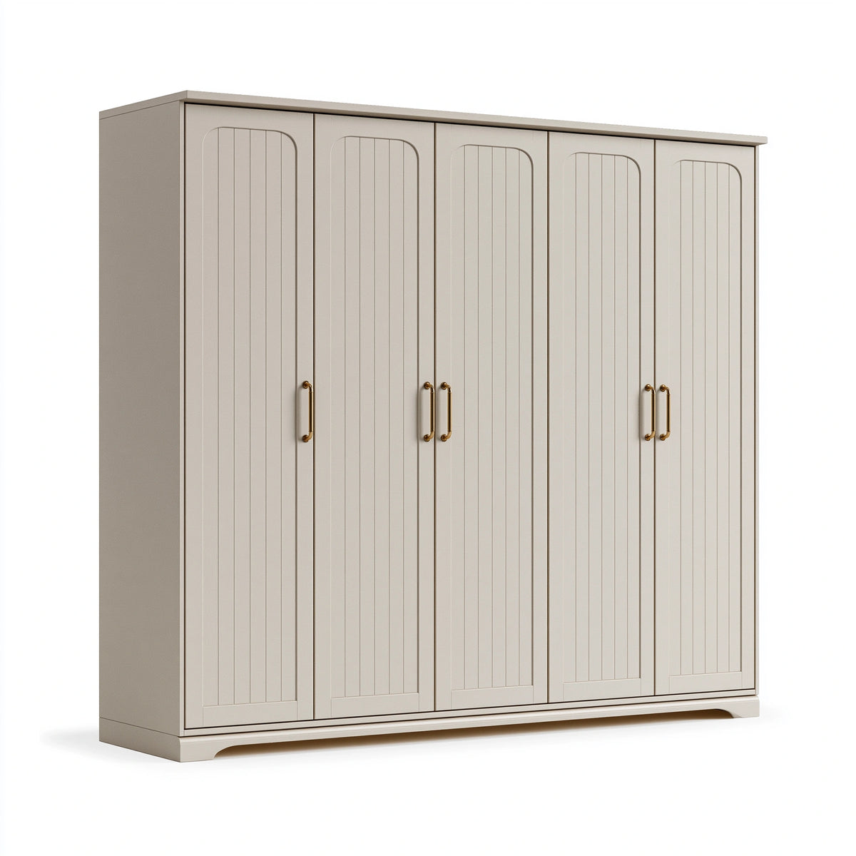 Armoire 5 portes 240 x 60 x 200 cm en bois composite beige style classique
