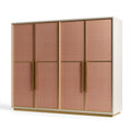 Armoire de rangement 200 x 60 x 220 cm beige rose avec portes textiles style contemporain