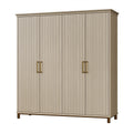 Armoire 4 portes 160 x 55 x 200 cm effet bois beige style contemporain