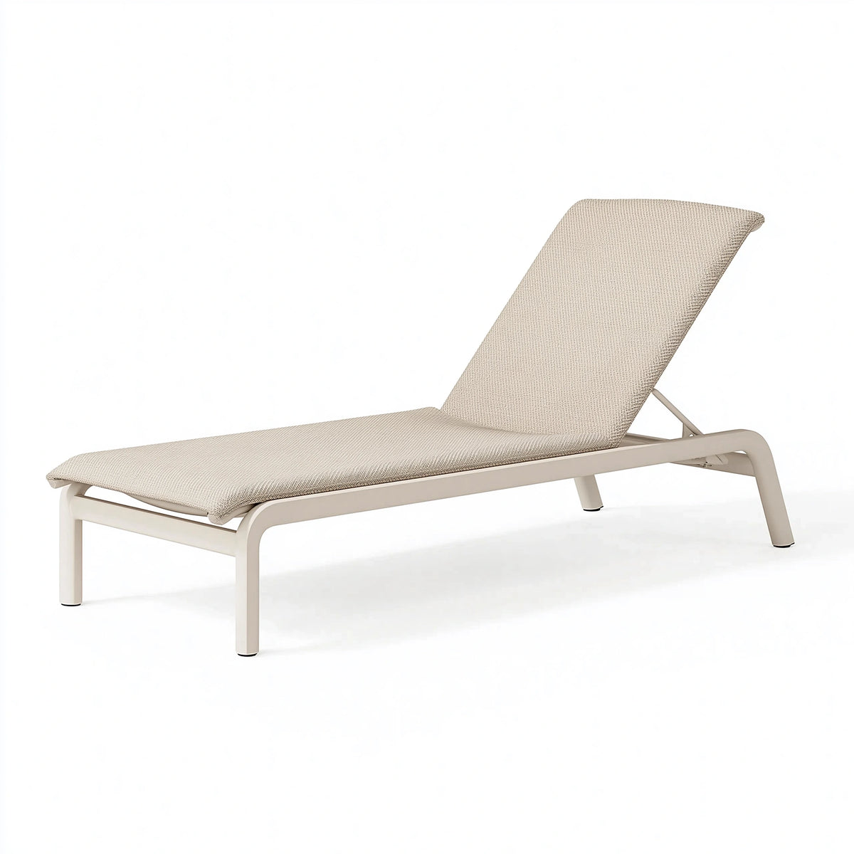 Chaise longue 200 x 65 x 35 cm métal et textile beige réglable pour extérieur