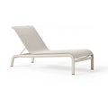 Bain de soleil 195 x 65 x 88 cm en tissu beige avec structure métallique réglable pour extérieur