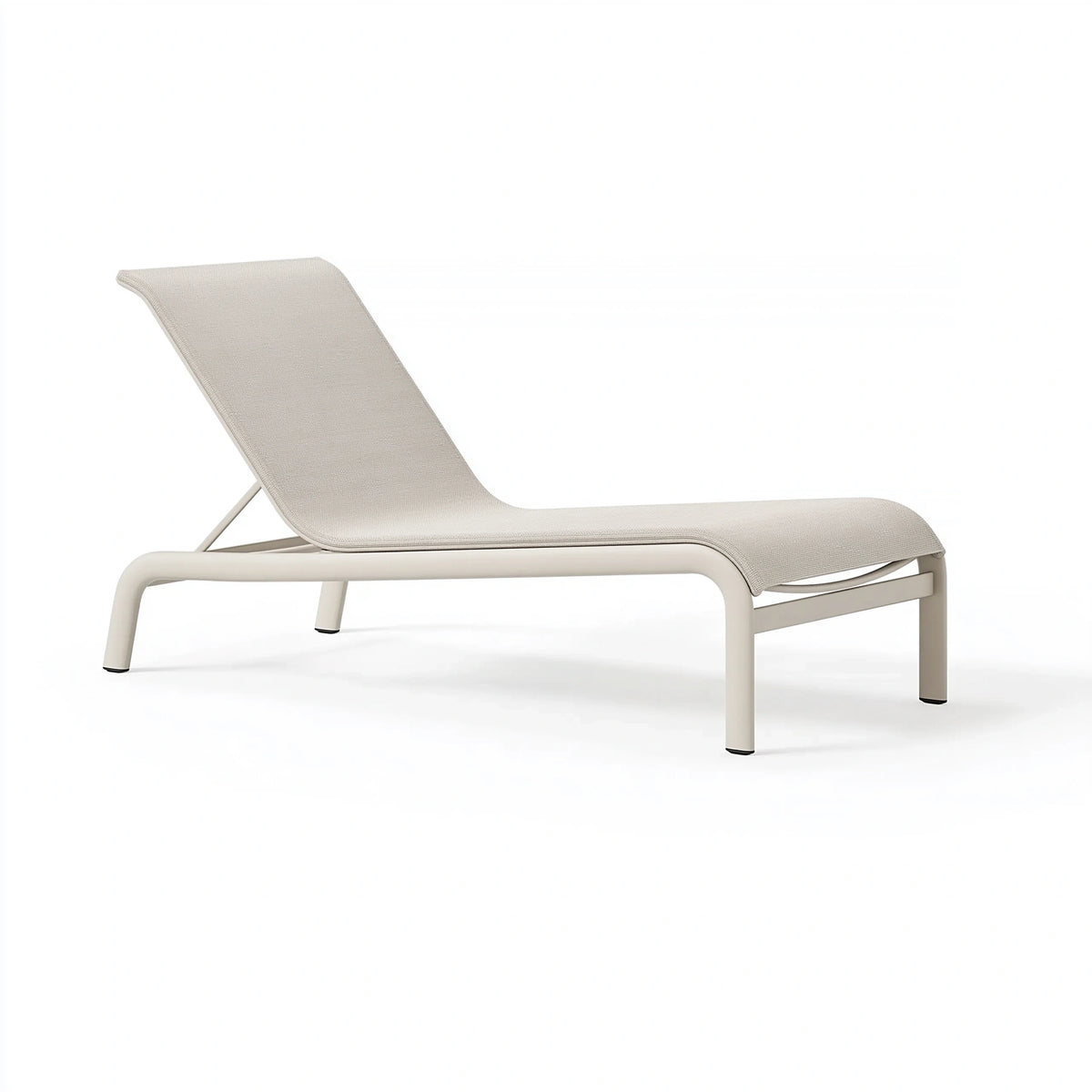 Bain de soleil 195 x 65 x 88 cm en tissu beige avec structure métallique réglable pour extérieur