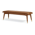 Banc 140 x 40 x 45 cm en bois marron avec pieds dorés style rétro
